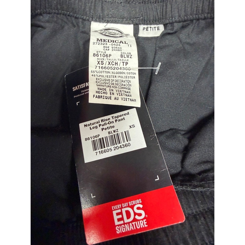 Dickies Natural Rise Tapered Leg Pull On Scrub Pants Petite Black XS - Picture 4 of 5